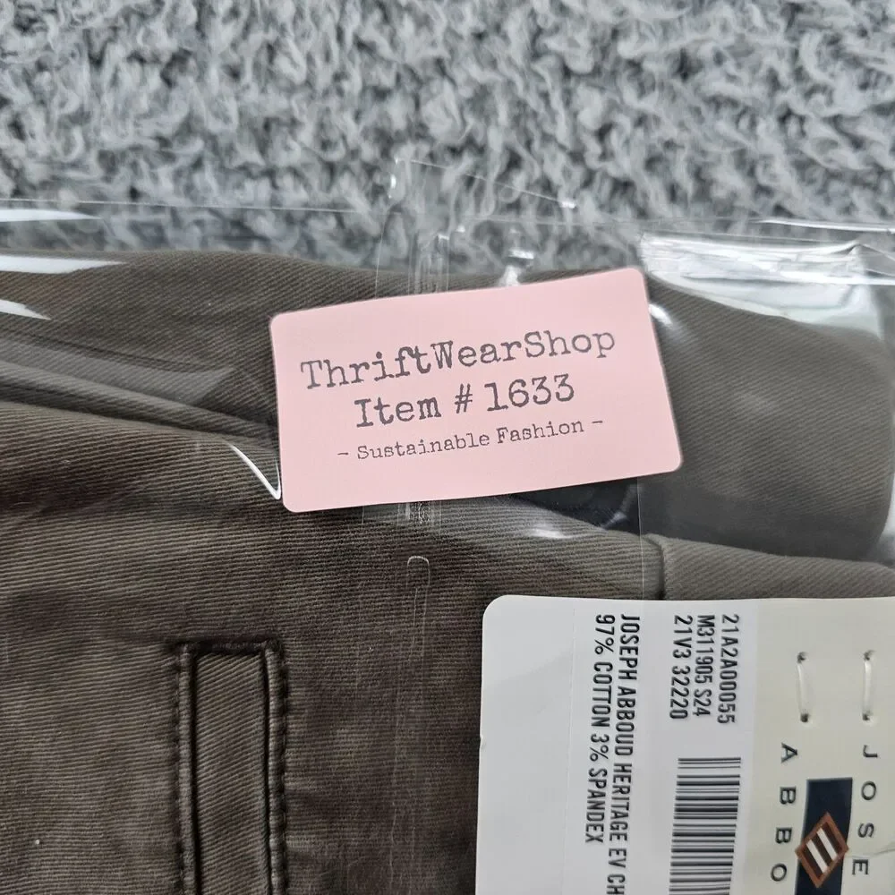 Joseph Abboud Pants 32x32 Khaki Brown Chino Comfort Stretch Preppy Casual NWT